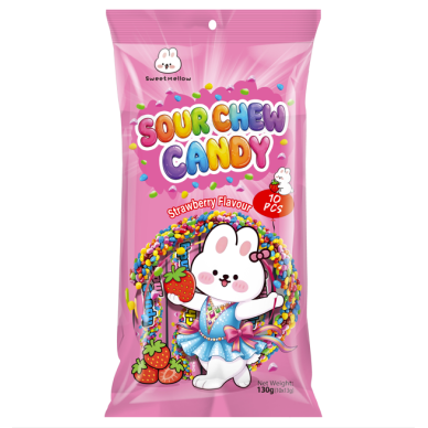 TXMM Sour Chew Candy Strawberry Fl 24x(10x13g)